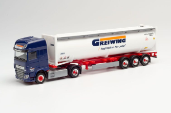 HER312004 - DAF XF SSC 4x2 con portacontenedores y contenedor cisterna 3 ejes GREIWING