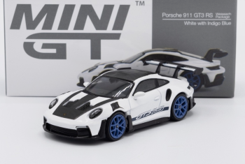 MGT00853-L - PORSCHE 911 992 GT3 RS, paquete Weissach, blanco con llantas azul índigo