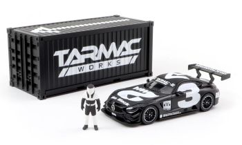 T64-008-4A3W - MERCEDES AMG GT3 #3 2018 con contenedor y figura Noir et Blanc