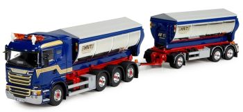 TEK73149 - Camión basculante SCANIA R13 y remolque de transporte Hasse Nilsson