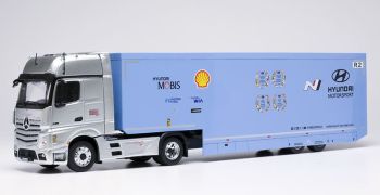 IXOTTR036.22 - MERCEDES-BENZ Actros 4x2 con remolque de plataforma baja de 2 ejes - Rally Transporter