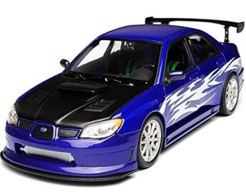 WEL22487WA - SUBARU Impreza Sti R 2010 versión tuning azul capota negra con llamas blancas