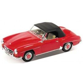 WEL701204R - MERCEDES BENZ 190sl 1955 descapotable cerrado modelo fricción rojo