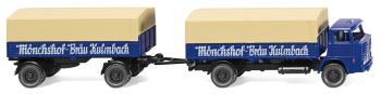 WIK041701 - Plataforma de lona HENSCHEL 4x2 con remolque de lona de 2 ejes Monchshof Brau Kulmbach