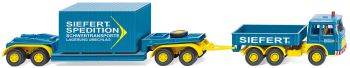 WIK050402 - MAN 19.230 6x4 con góndola de cama rebajada de 2 ejes cargada con contenedor y plataforma rodante de 2 ejes Siefert Spedition